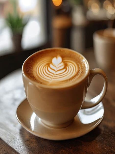 Latte art being poured