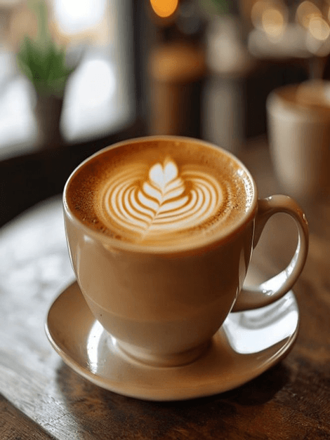 Latte art being poured